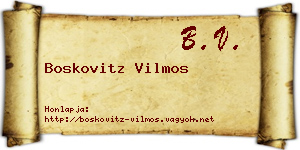 Boskovitz Vilmos névjegykártya